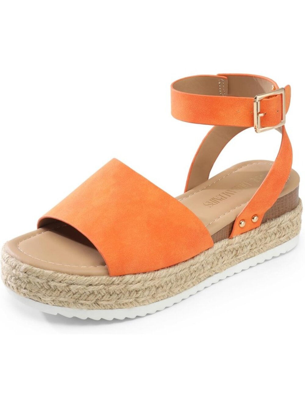 Women's Orange Comfortable Platform Espadrilles Ankle Strap Wedge Sandal Shoes